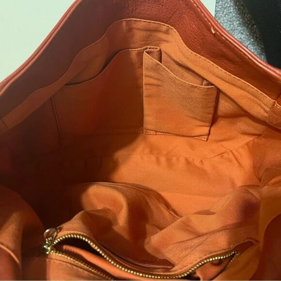 Chloe Grapefruit Red Leather Satchel Top Handle Brushed Gold Shoulder Bag Tote - Picture 2 of 12